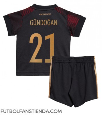 Alemania Ilkay Gundogan #21 Segunda Equipación Niños Mundial 2022 Manga Corta (+ Pantalones cortos)
